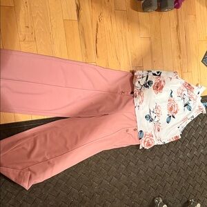 Floral top and pink pants